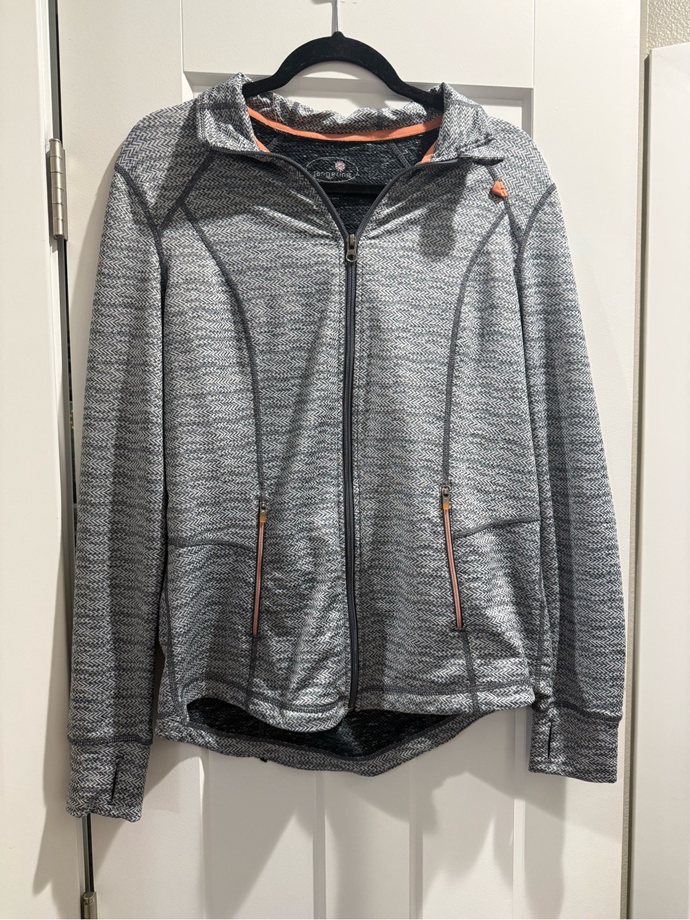 Tangerine Heather Gray Lightweight Zip Jacket with Orange Trim